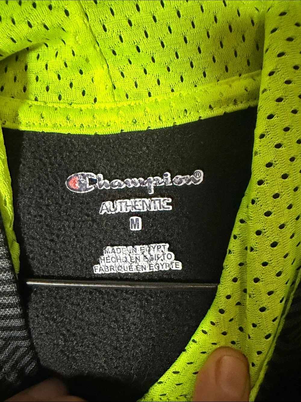 Champion Kids Black Hoodie with Neon Green Accents